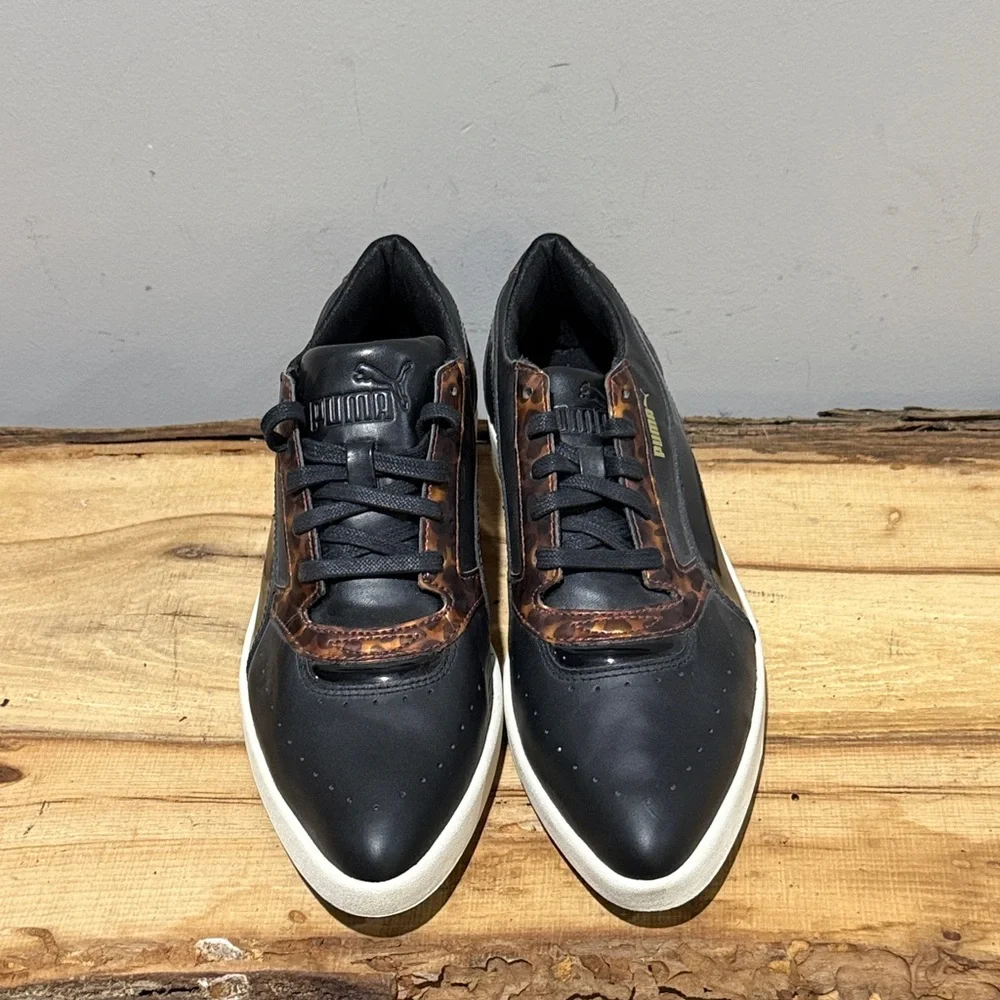 *NEW* Puma Pointy Creepers Patent Black and Tortoise Lace Up Size 10 A43